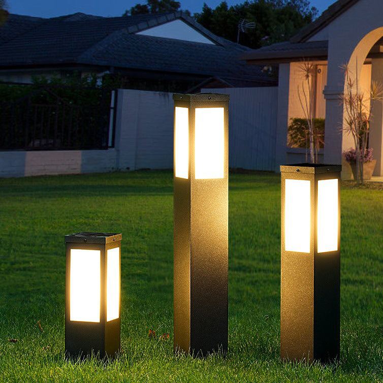 Modern Minimalist Solar Waterproof Metal &amp; PC Pillar LED Outdoor Light Landscape Lighting For Garden &amp; Outdoor Patio