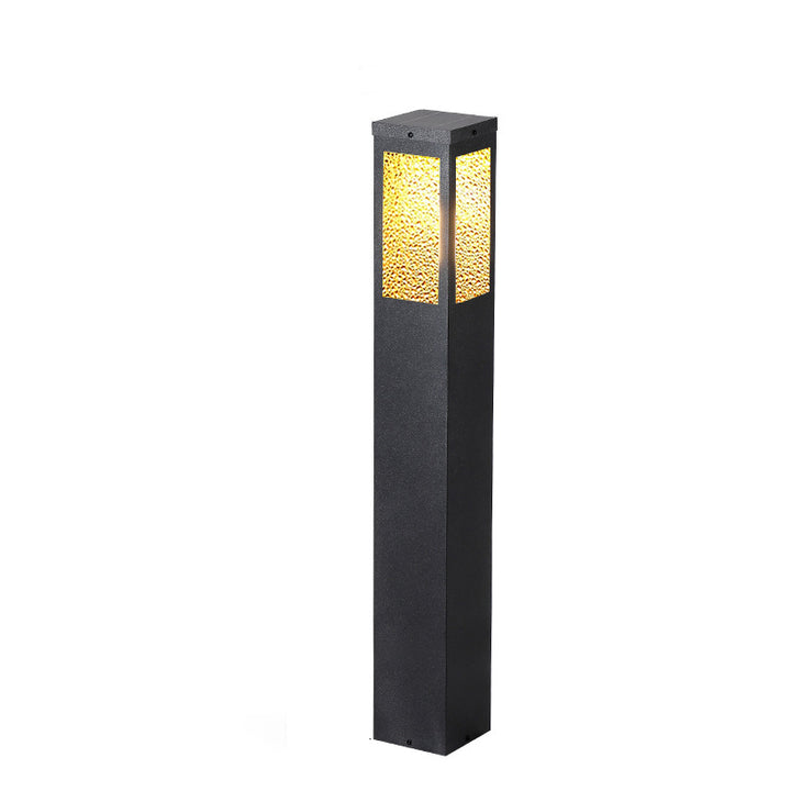 Modern Minimalist Waterproof Metal &amp; Glass Diamond-Textured Pillar 1-Light Outdoor Light For Garden &amp; Outdoor Patio