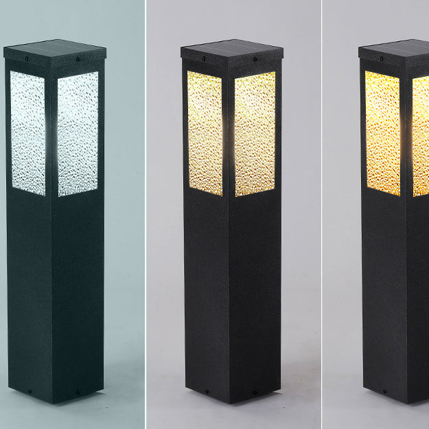 Modern Minimalist Waterproof Metal &amp; Glass Diamond-Textured Pillar 1-Light Outdoor Light For Garden &amp; Outdoor Patio