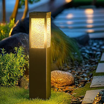Éclairage extérieur LED à texture de diamant en métal et verre étanche solaire minimaliste moderne pour jardin et patio extérieur 