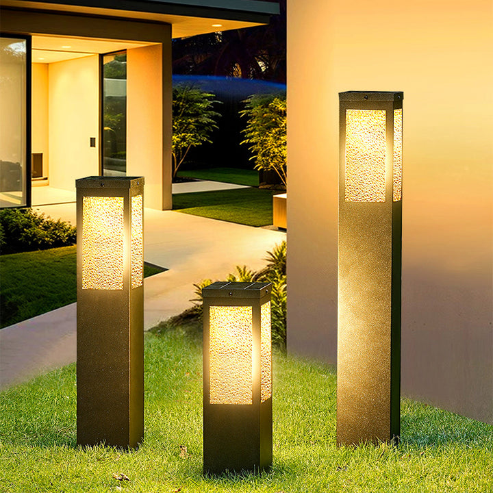 Moderne Minimaliste Imperméable Métal & Verre Texture Diamant Pilier 1-Lumière Lumière Extérieure Pour Jardin & Patio Extérieur 