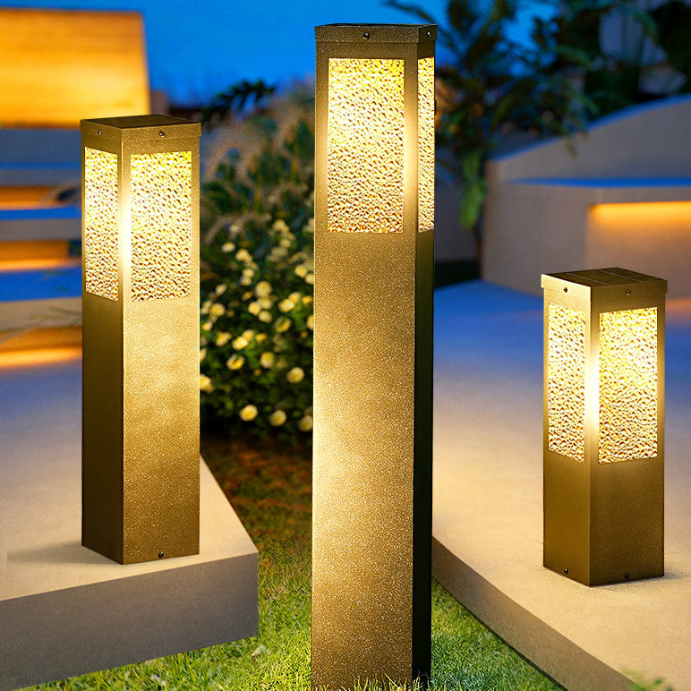 Moderne Minimaliste Imperméable Métal & Verre Texture Diamant Pilier 1-Lumière Lumière Extérieure Pour Jardin & Patio Extérieur 