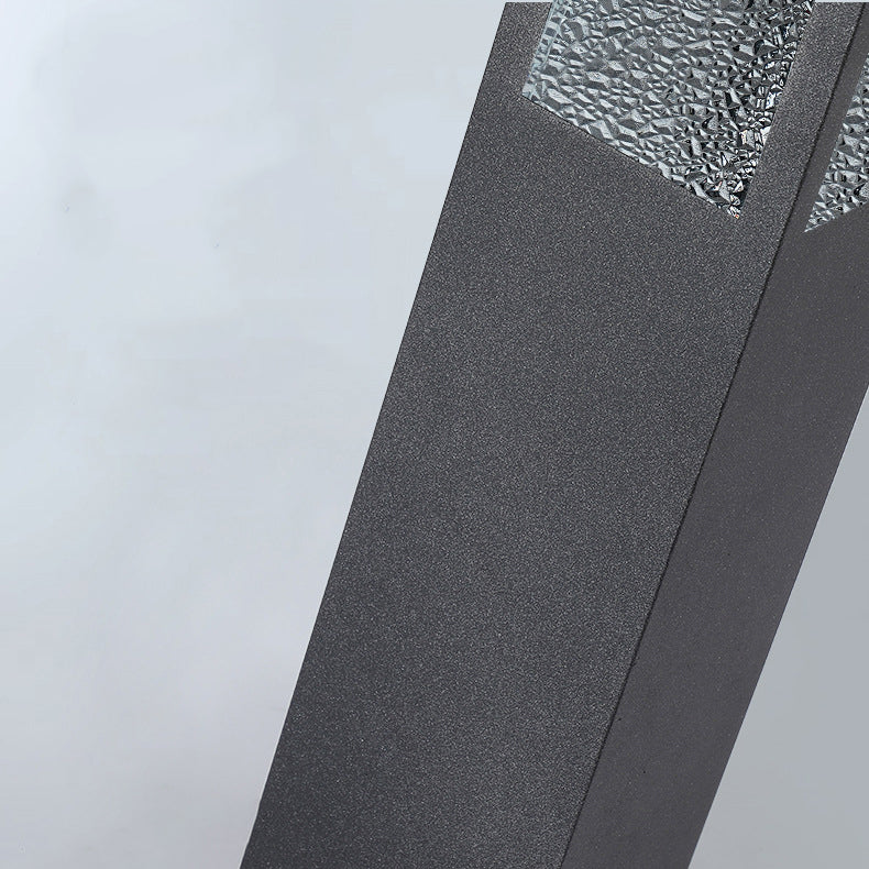 Moderne Minimaliste Imperméable Métal & Verre Texture Diamant Pilier 1-Lumière Lumière Extérieure Pour Jardin & Patio Extérieur 