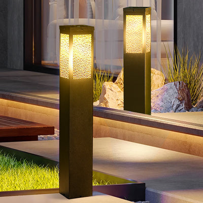 Éclairage extérieur LED à texture de diamant en métal et verre étanche solaire minimaliste moderne pour jardin et patio extérieur 