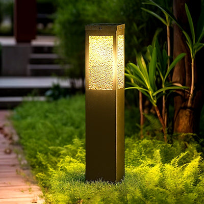 Éclairage extérieur LED à texture de diamant en métal et verre étanche solaire minimaliste moderne pour jardin et patio extérieur 