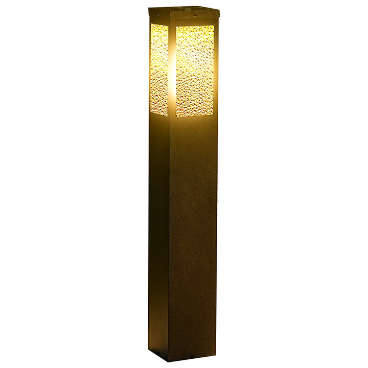 Moderne minimalistische solarbetriebene wasserdichte Metall- und Glas-LED-Außenleuchte mit Diamantstruktur für Garten- und Terrassenbeleuchtung 