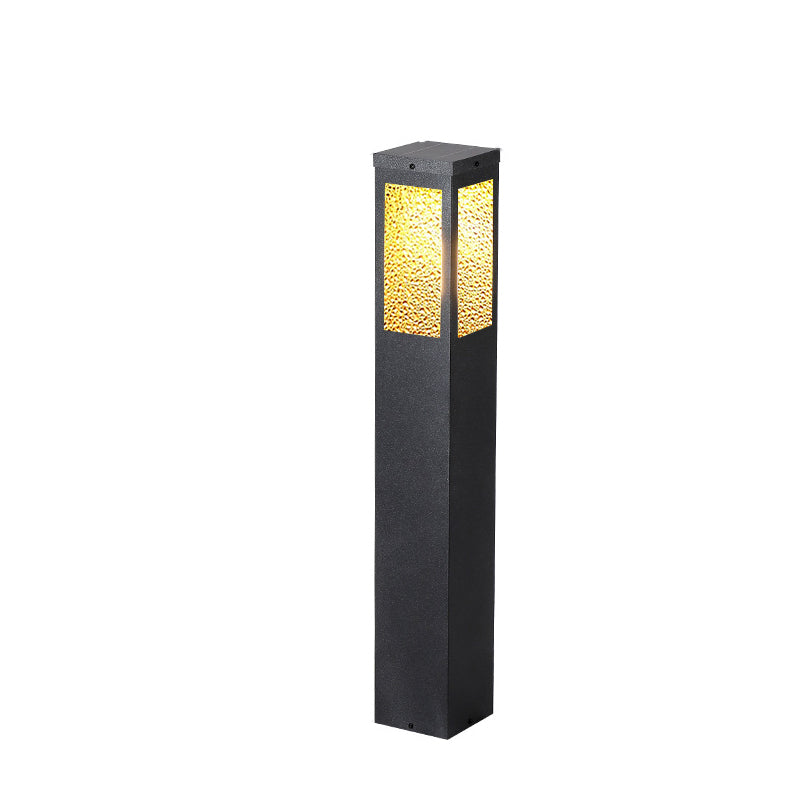 Modern Minimalist Waterproof Metal &amp; Glass Diamond-Textured Pillar 1-Light Outdoor Light For Garden &amp; Outdoor Patio