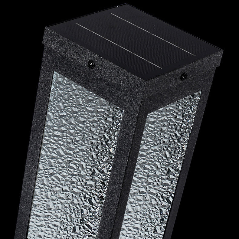 Moderne minimalistische solarbetriebene wasserdichte Metall- und Glas-LED-Außenleuchte mit Diamantstruktur für Garten- und Terrassenbeleuchtung 