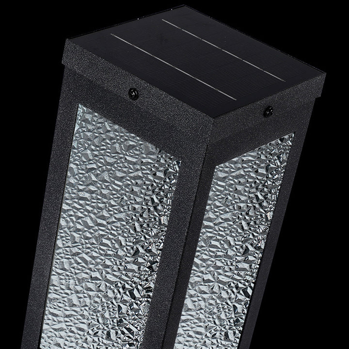 Moderne minimalistische solarbetriebene wasserdichte Metall- und Glas-LED-Außenleuchte mit Diamantstruktur für Garten- und Terrassenbeleuchtung 
