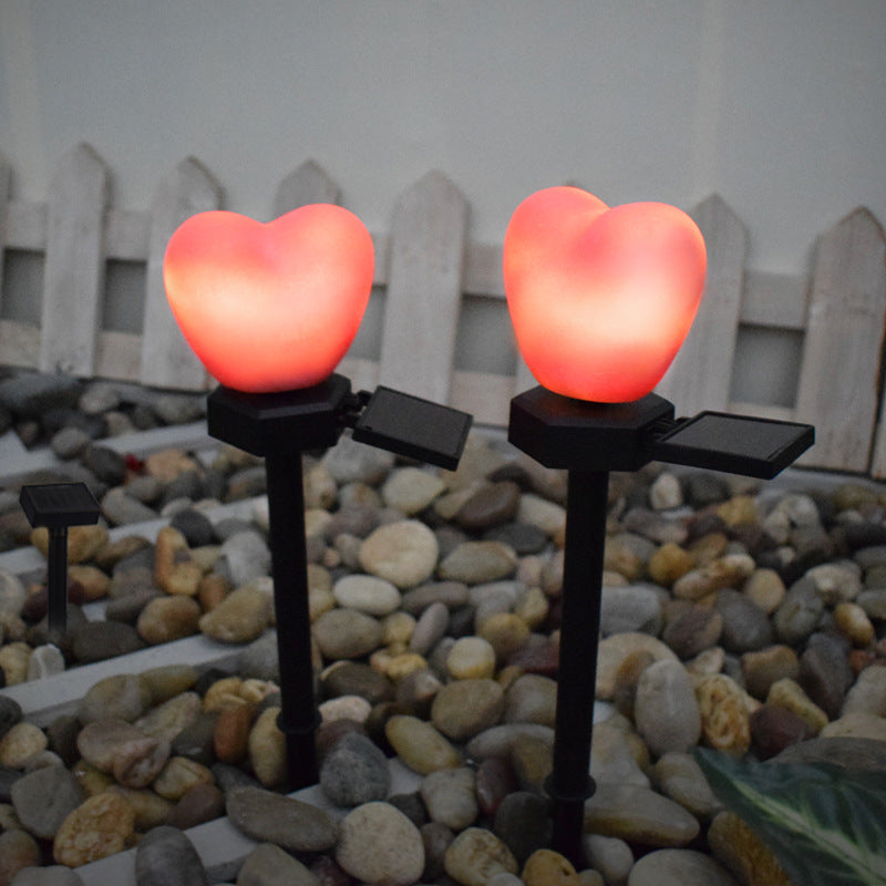 Moderno Art Deco Solar Impermeable de Plástico ABS y Nano Luz LED Decorativa en Forma de Corazón para Paisajismo Exterior en Jardín y Patio Exterior 