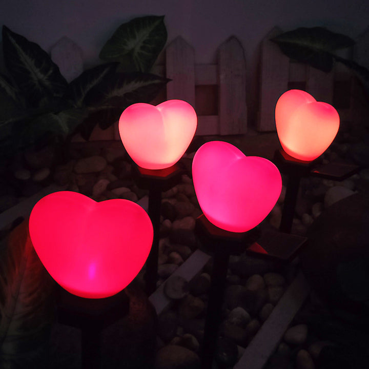 Moderno Art Deco Solar Impermeable de Plástico ABS y Nano Luz LED Decorativa en Forma de Corazón para Paisajismo Exterior en Jardín y Patio Exterior 