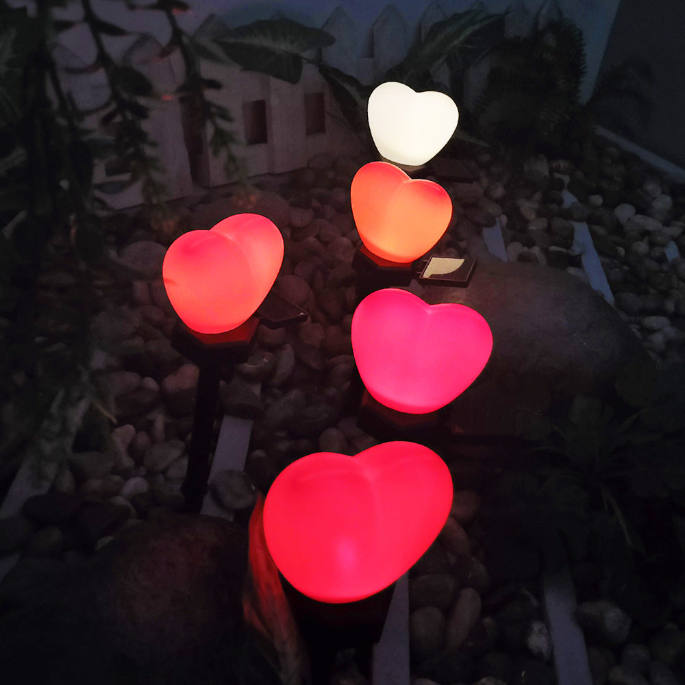 Moderno Art Deco Solar Impermeable de Plástico ABS y Nano Luz LED Decorativa en Forma de Corazón para Paisajismo Exterior en Jardín y Patio Exterior 