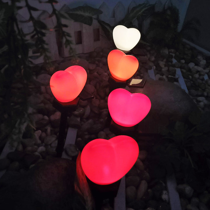 Moderno Art Deco Solar Impermeable de Plástico ABS y Nano Luz LED Decorativa en Forma de Corazón para Paisajismo Exterior en Jardín y Patio Exterior 