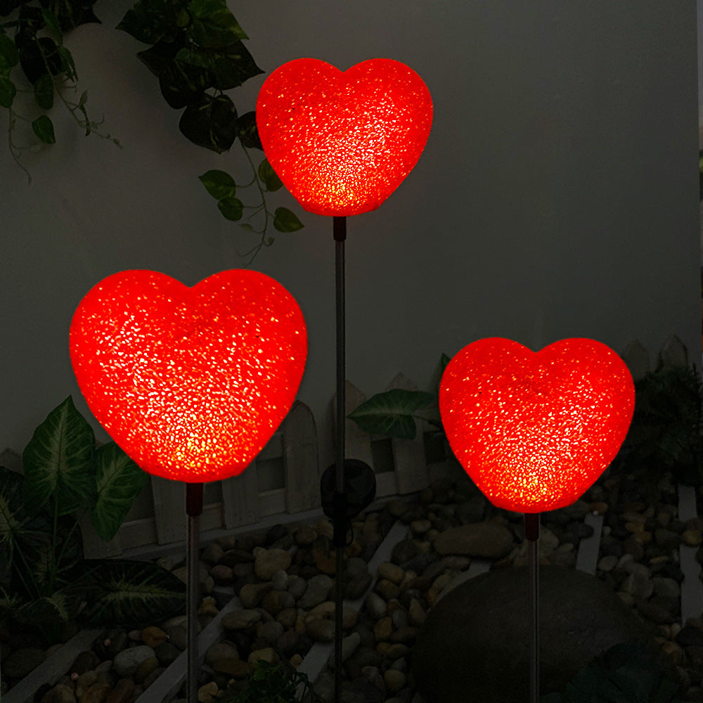Moderno Art Deco Solar Impermeable de Plástico ABS y Nano Luz LED Decorativa en Forma de Corazón para Paisajismo Exterior en Jardín y Patio Exterior 