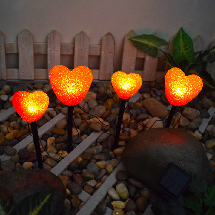 Moderno Art Deco Solar Impermeable de Plástico ABS y Nano Luz LED Decorativa en Forma de Corazón para Paisajismo Exterior en Jardín y Patio Exterior 