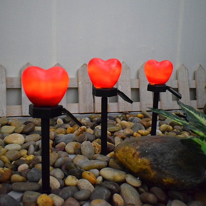 Modern Art Deco Solar Waterproof ABS Plastic & Nano Heart-Shaped Decorative LED Outdoor Light Landscape Lighting For Garden & Outdoor Patio