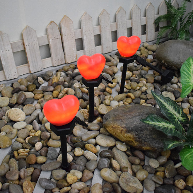 Moderno Art Deco Solar Impermeable de Plástico ABS y Nano Luz LED Decorativa en Forma de Corazón para Paisajismo Exterior en Jardín y Patio Exterior 