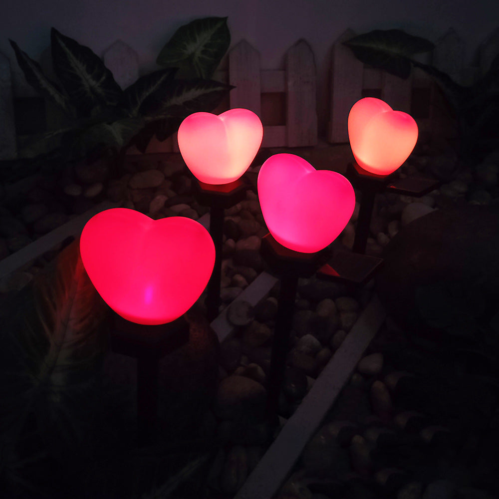 Moderno Art Deco Solar Impermeable de Plástico ABS y Nano Luz LED Decorativa en Forma de Corazón para Paisajismo Exterior en Jardín y Patio Exterior 