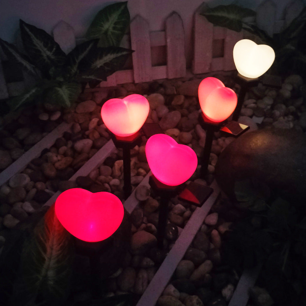 Moderno Art Deco Solar Impermeable de Plástico ABS y Nano Luz LED Decorativa en Forma de Corazón para Paisajismo Exterior en Jardín y Patio Exterior 
