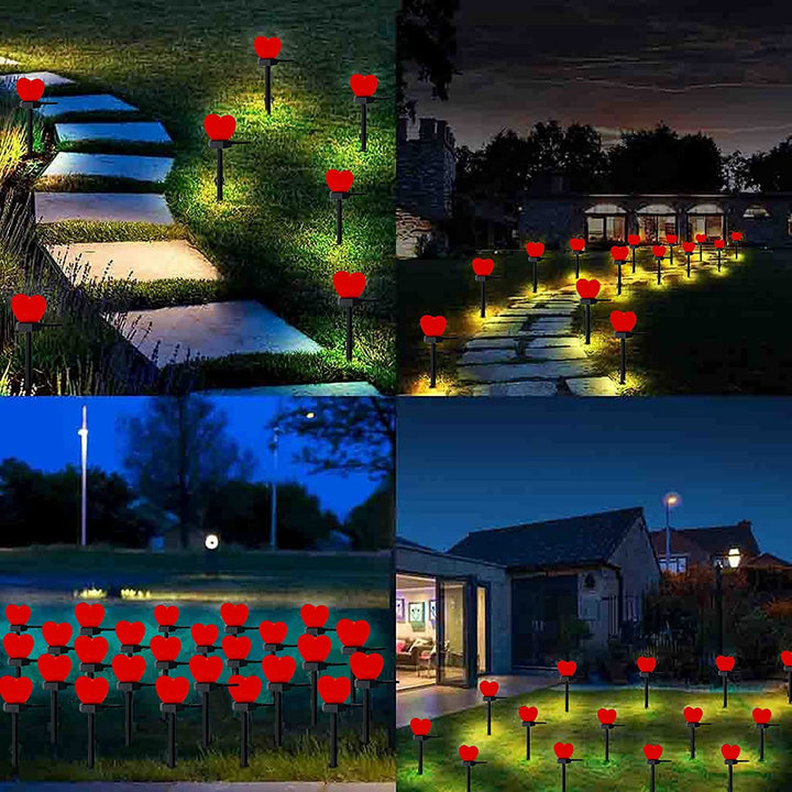 Moderno Art Deco Solar Impermeable de Plástico ABS y Nano Luz LED Decorativa en Forma de Corazón para Paisajismo Exterior en Jardín y Patio Exterior 