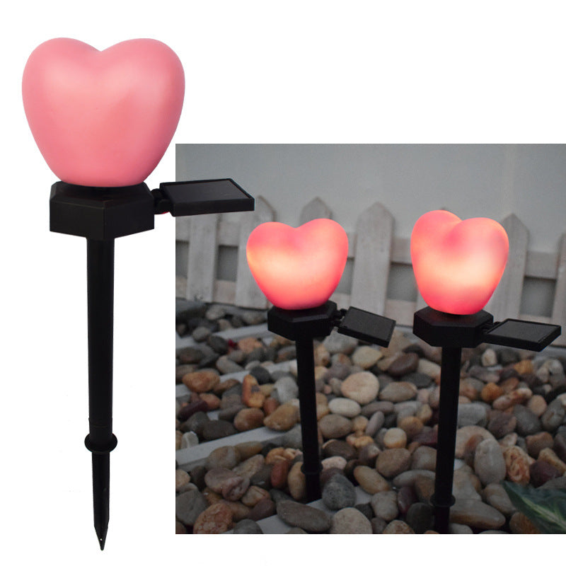 Modern Art Deco Solar Waterproof ABS Plastic & Nano Heart-Shaped Decorative LED Outdoor Light Landscape Lighting For Garden & Outdoor Patio