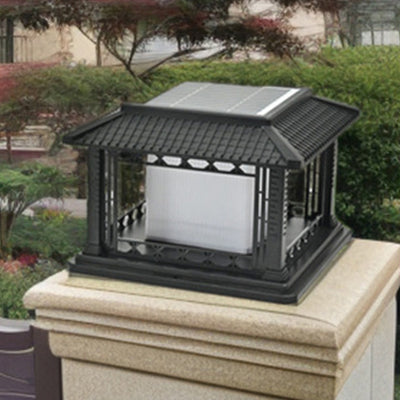 Éclairage paysager LED de pavillon cubique en ABS PC solaire étanche traditionnel chinois pour jardin et patio extérieur 