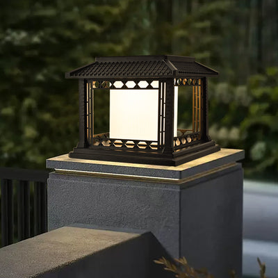 Éclairage paysager LED de pavillon cubique en ABS PC solaire étanche traditionnel chinois pour jardin et patio extérieur 