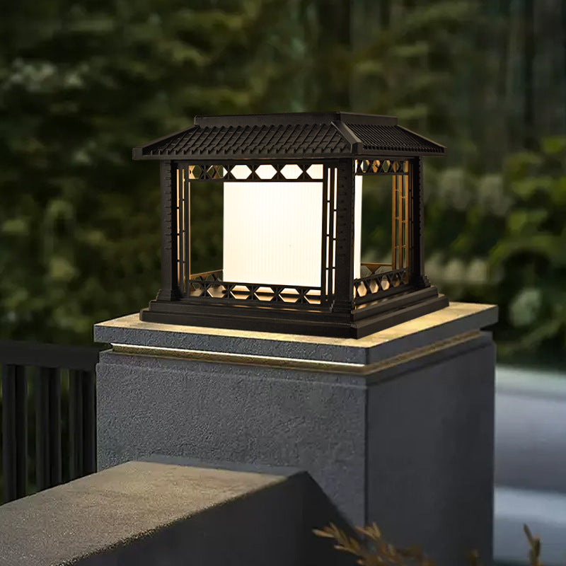 Éclairage paysager LED de pavillon cubique en ABS PC solaire étanche traditionnel chinois pour jardin et patio extérieur 