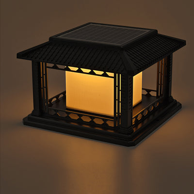 Éclairage paysager LED de pavillon cubique en ABS PC solaire étanche traditionnel chinois pour jardin et patio extérieur 