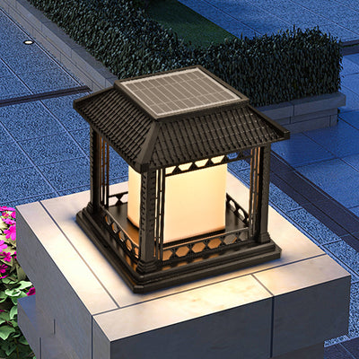 Éclairage paysager LED de pavillon cubique en ABS PC solaire étanche traditionnel chinois pour jardin et patio extérieur 