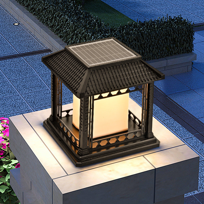 Éclairage paysager LED de pavillon cubique en ABS PC solaire étanche traditionnel chinois pour jardin et patio extérieur 