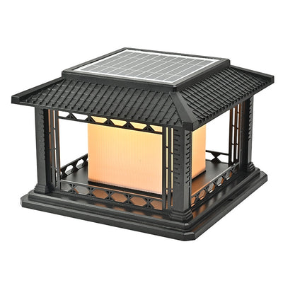 Éclairage paysager LED de pavillon cubique en ABS PC solaire étanche traditionnel chinois pour jardin et patio extérieur 