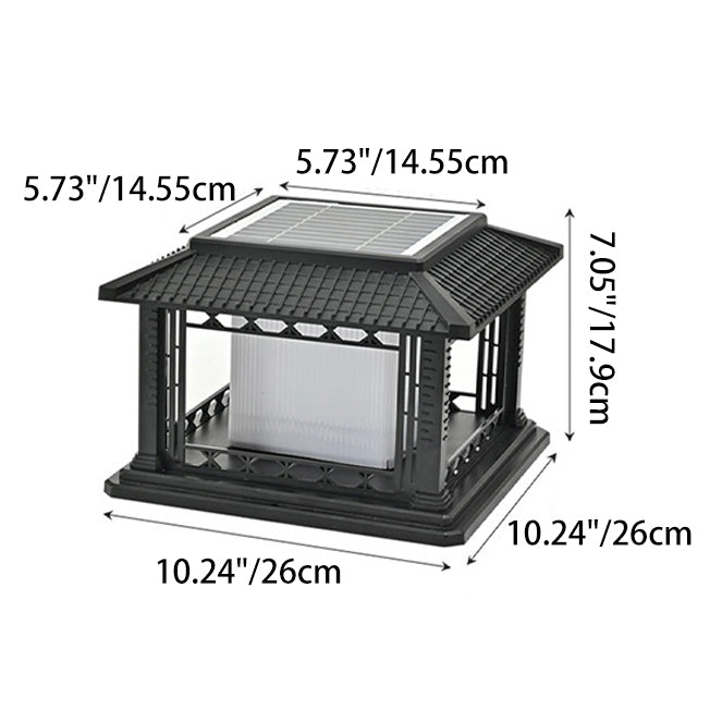 Éclairage paysager LED de pavillon cubique en ABS PC solaire étanche traditionnel chinois pour jardin et patio extérieur 