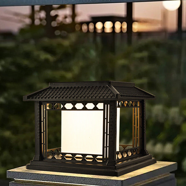 Éclairage paysager LED de pavillon cubique en ABS PC solaire étanche traditionnel chinois pour jardin et patio extérieur 