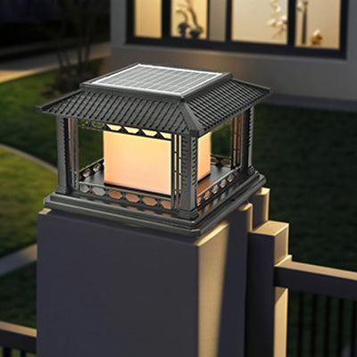 Éclairage paysager LED de pavillon cubique en ABS PC solaire étanche traditionnel chinois pour jardin et patio extérieur 