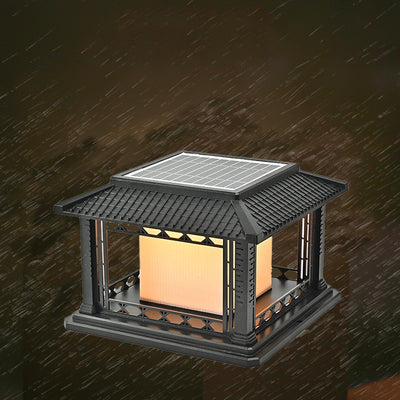 Éclairage paysager LED de pavillon cubique en ABS PC solaire étanche traditionnel chinois pour jardin et patio extérieur 
