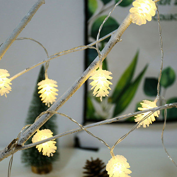 Moderne Art Deco Wasserdichte Solar-Batterie PVC Kiefernzapfen LED-Lichterkette für Garten &amp; Außenbereich Patio 