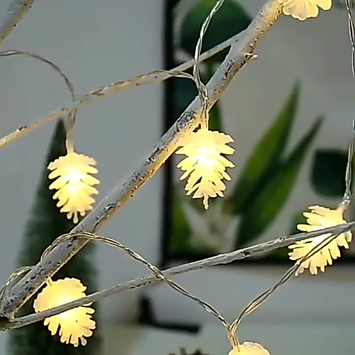 Moderne Art Deco Wasserdichte Solar-Batterie PVC Kiefernzapfen LED-Lichterkette für Garten &amp; Außenbereich Patio 