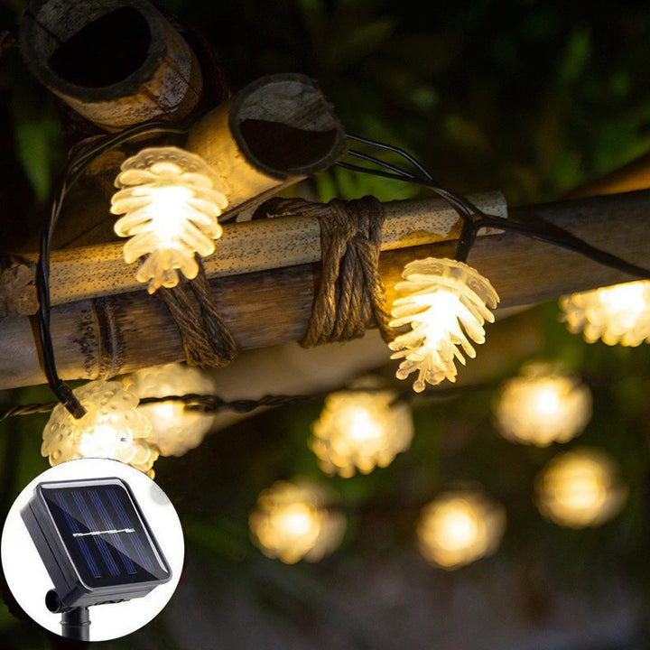 Moderne Art Deco Wasserdichte Solar-Batterie PVC Kiefernzapfen LED-Lichterkette für Garten &amp; Außenbereich Patio 