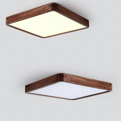 リビングルームとベッドルーム用の伝統的な中国のクルミとアクリルの正方形および長方形のLEDフラッシュマウント天井灯 