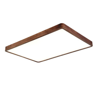 リビングルームとベッドルーム用の伝統的な中国のクルミとアクリルの正方形および長方形のLEDフラッシュマウント天井灯 