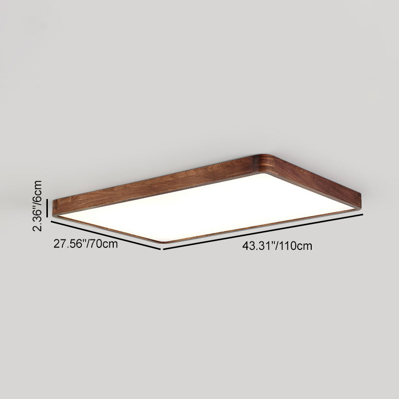 リビングルームとベッドルーム用の伝統的な中国のクルミとアクリルの正方形および長方形のLEDフラッシュマウント天井灯 
