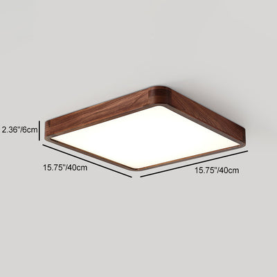 リビングルームとベッドルーム用の伝統的な中国のクルミとアクリルの正方形および長方形のLEDフラッシュマウント天井灯 