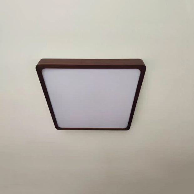 Traditionelle chinesische Walnuss- und Acryl-Quadrat- und Rechteck-LED-Deckenleuchte für Wohnzimmer und Schlafzimmer 