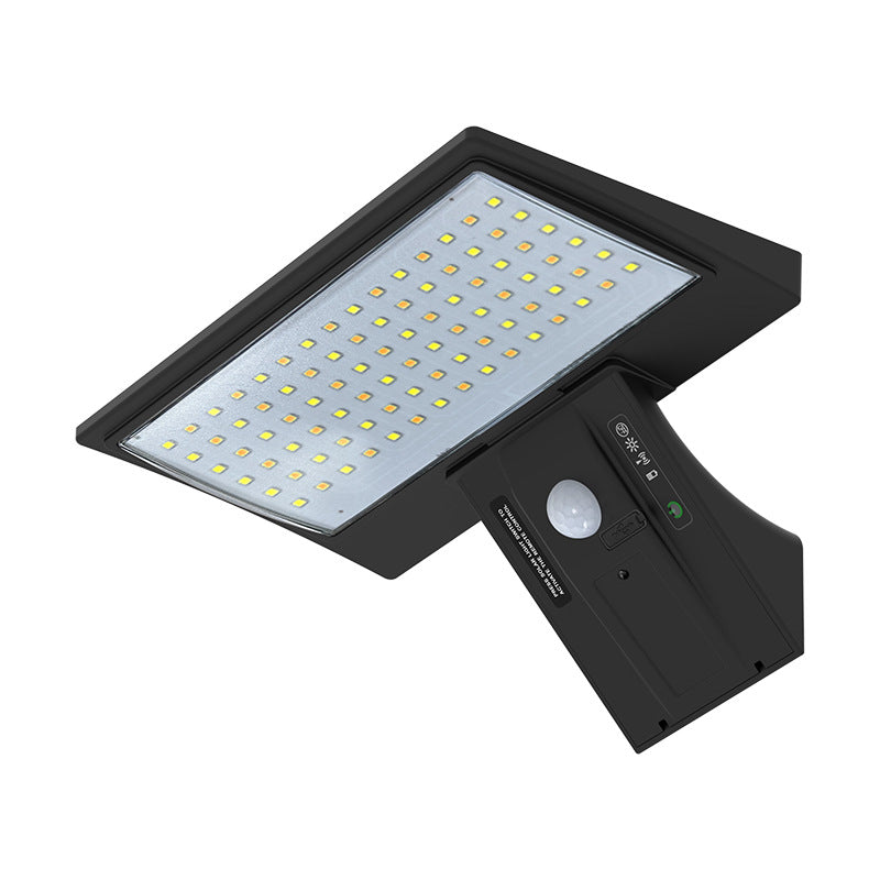 Lampe murale LED en forme de queue de baleine rectangulaire moderne minimaliste solaire étanche en ABS et PC pour jardin et patio extérieur 