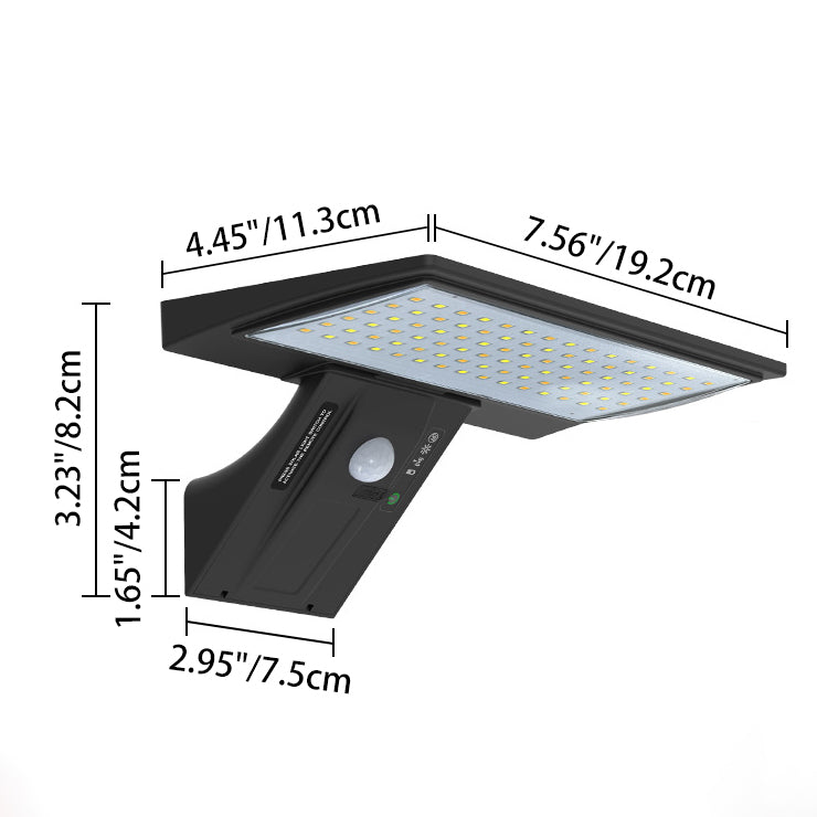 Lampe murale LED en forme de queue de baleine rectangulaire moderne minimaliste solaire étanche en ABS et PC pour jardin et patio extérieur 