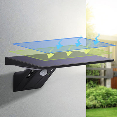 Lampe murale LED en forme de queue de baleine rectangulaire moderne minimaliste solaire étanche en ABS et PC pour jardin et patio extérieur 
