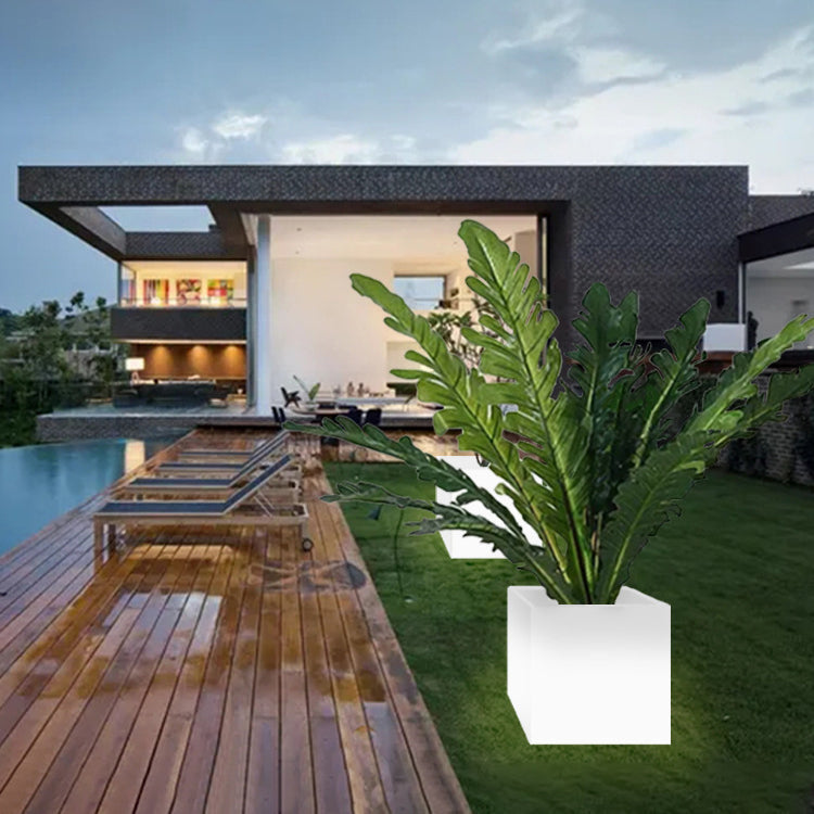 Modern Art Deco Solar Waterproof PE Square Planter LED Outdoor Light Landscape Lighting For Garden &amp; Outdoor Patio