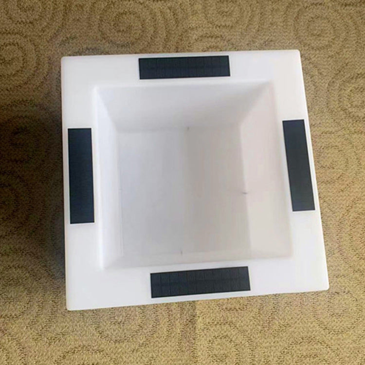 Modern Art Deco Solar Waterproof PE Square Planter LED Outdoor Light Landscape Lighting For Garden &amp; Outdoor Patio