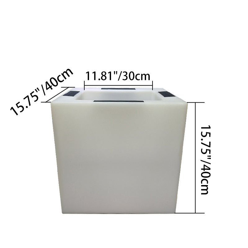 Modern Art Deco Solar Waterproof PE Square Planter LED Outdoor Light Landscape Lighting For Garden & Outdoor Patio